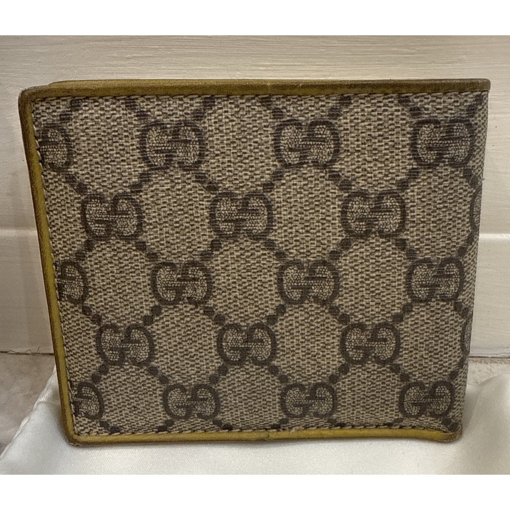 Gucci Men Wallet GG Mustard Yellow Leather‎ Inside Signature Canvas Box Bag Card - Picture 3 of 16